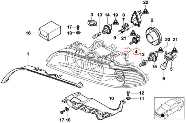 63126904048 - NEW BMW 1 E87 HEADLIGHTS STAND LIGHT ANGEL EYE GLUHBULB 63126904048 ORIGINAL