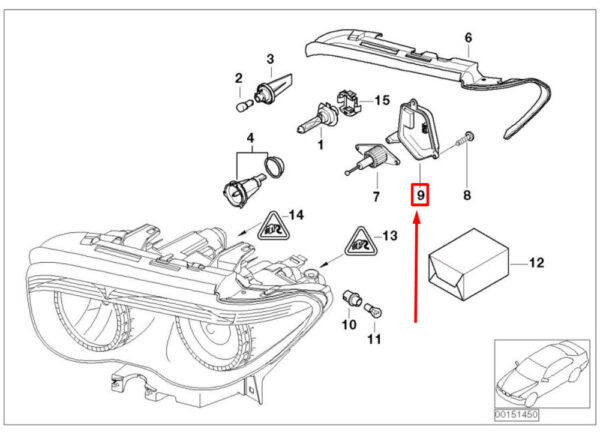 63126916092 - NEW BMW 7 E65, E66, E67 RIGHT HEADLIGHT COVER CAP 63126916092 6916092 ORIGINAL