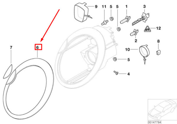 63126917835 - OEM MINI CABRIO R52 FRONT LEFT HEADLIGHT TRIM RING 63126917835 6917835 GENUINE