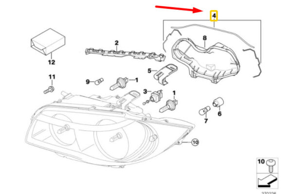 63126924671 - BMW 1 E81 headlight mount 6924671 63126924671 new original