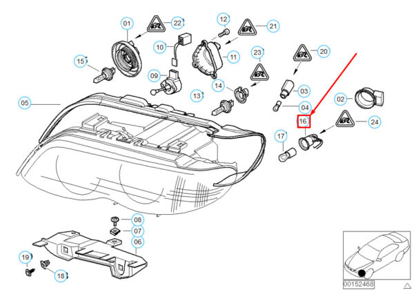63126933362 - BMW X5 E53 Turn Corner Bulb Socket with Cable 63126933362 NEW GENUINE