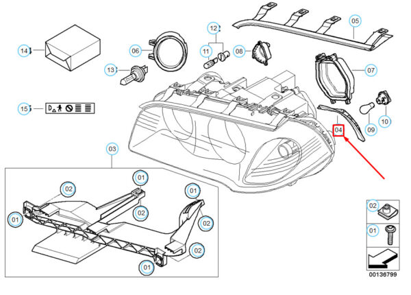 63126939271 - New BMW X3 E83 Left Headlight Corner Lamp Gasket 63126939271 6939271