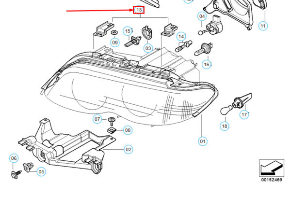 63126940249 - NEW BMW X5 E53 HEADLIGHT REPAIR  63126940249 6940249 ORIGINAL