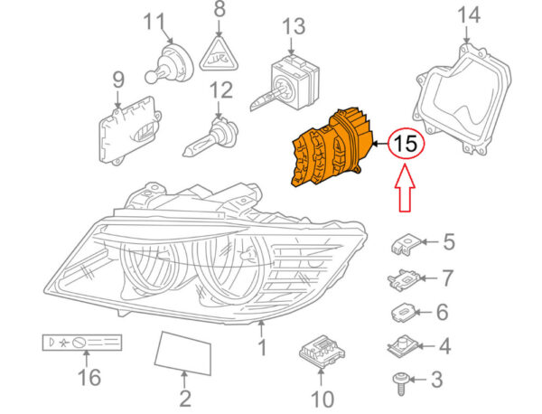 63127245816 - BMW 3 E90 Front  Right Turn Signal LED Module  63127245816 NEW GENUINE