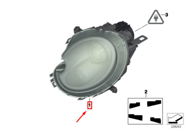 63127270028 - NEW MINI CLUBMAN R55 USA FRONT RIGHT HEADLIGHT ASSEMBLY LHD 63127270028 ORIGINAL