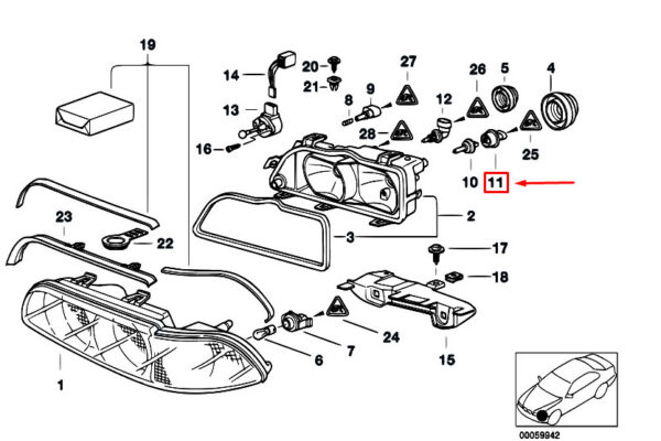 63128362503 - NEW BMW X5 E53 LOW BEAM HEADLIGHT BULB SOCKET 63128362503 ORIGINAL