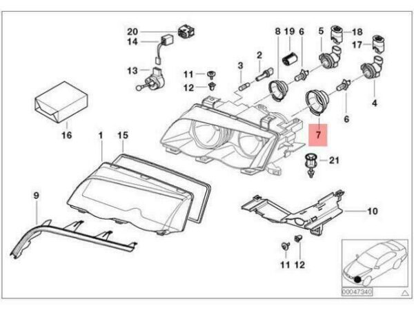 63128384491 - OEM BMW E46 CABRIO COUPE SEDAN WAGON LOW BEAM COVER 63128384491 GENUINE NEW