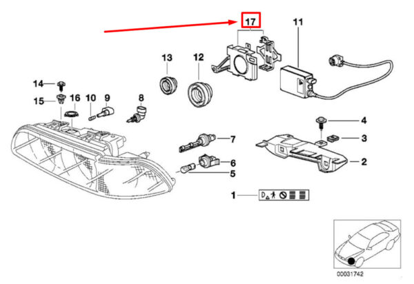 63128386556 - BMW 5 E39 Bracket for Right Headlight Control Unit 63128386556 NEW GENUINE
