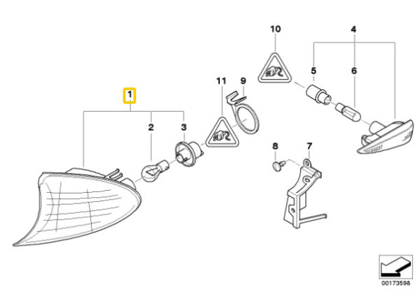 63137165847 - New Genuine BMW 3 Series E46 Facelift Set Of Amber Front Turn Signal Indicators