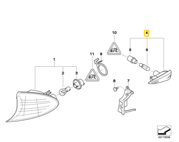 63137165915 - New Genuine BMW 3 Series E46 Left Additional Side Turn Signal Markers 7165915