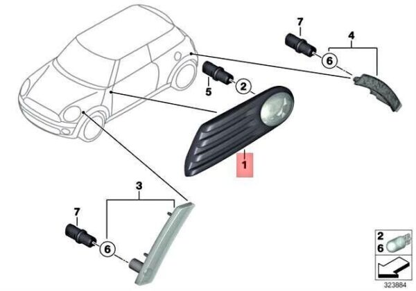 63137268881 - Genuine Mini Cooper R55 R56 63137268881 Extra Direction Indicator
