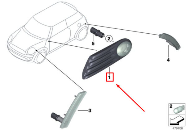 63137268884 - MINI CONVERTIBLE R57 turn signal front right fender 63137268884 NEW REAL