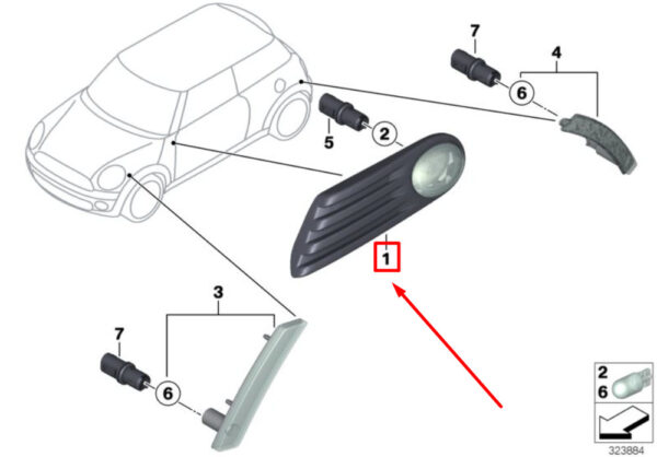 63137315987 - NEW MINI COOPER R56 FRONT LEFT ADDITIONAL INDICATOR LAMP 63137315987 ORIGINAL