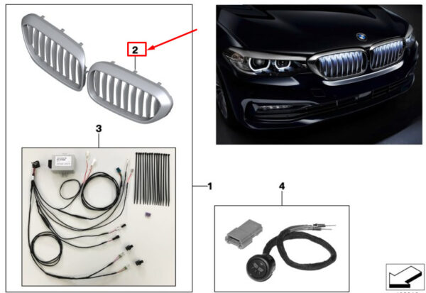 63172466466 - BMW 5 Touring G31 radiator grille right 63172466466 new original