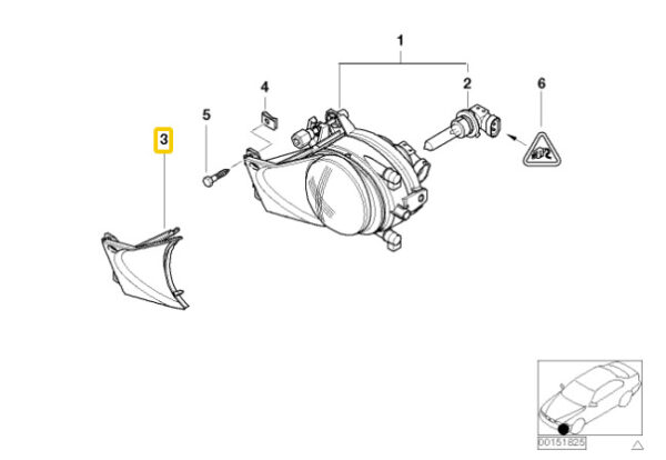 63176906427 - BMW Genuine 5 Series E39 2000/09-2004 Front Bumper Fog Light Cover Left 6906427