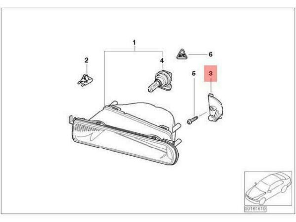 63176911835 - OEM BMW E46 COMPACT FOG LIGHT BRACKET LEFT 63176911835 GENUINE NEW