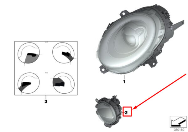 63177329170 - NEW MINI COOPER F55 FRONT RIGHT FOG LIGHT 63177329170 7329170 GENUINE