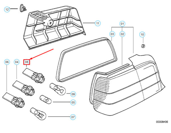 63216902879 - BMW 7 E38 white indicator mount rear indicator mount 63216902879 NEW REAL