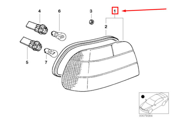 63216904838 - BMW 7 E38 Rear Right Taillight 63216904838 6904838 NEW GENUINE
