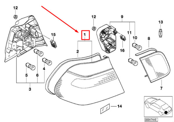 63216946533 - BMW 3 SERIES E46 REAR LEFT TAIL LIGHT 6946533 63216946533 NEW GENUINE