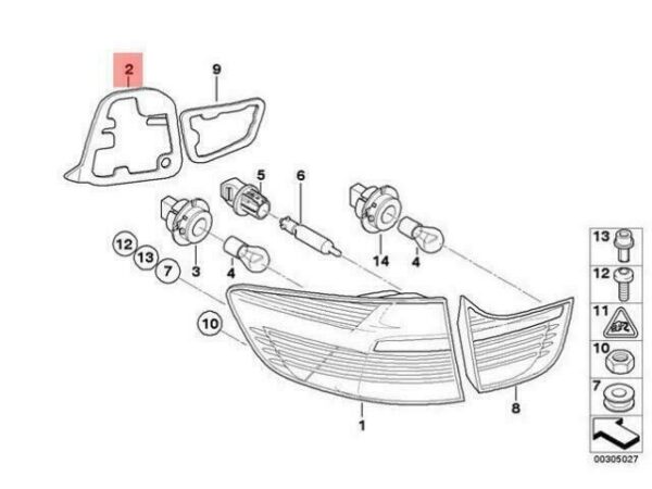 63217153719 - OEM BMW E71 E72 SAC SEAL REAR LIGHT SIDE PANEL LEFT M 63217153719 NEW