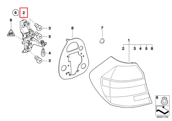 63217164964 - BMW New Genuine 1 Series Rear E81 E87 LCI Rear Light Bulb Socket Right 7164964