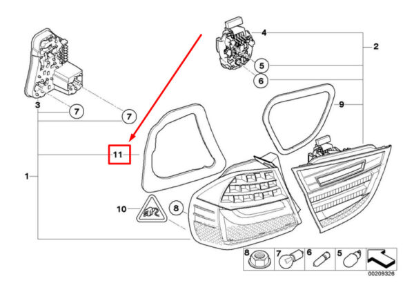 63217242150 - NEW BMW 3 SERIES E90 LCI RIGHT RIGHT SAIL LIGHT GASKET SEAL 7242150