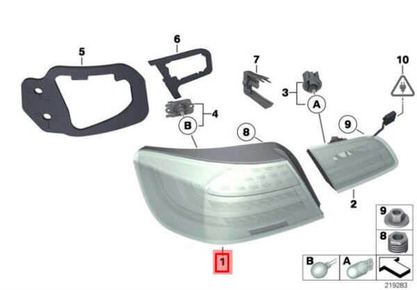 63217251958 - NEW BMW 3 COUPE E92 REAR RIGHT EXTERIOR TAILLIGHT 63217251958 7251958 ORIGINAL