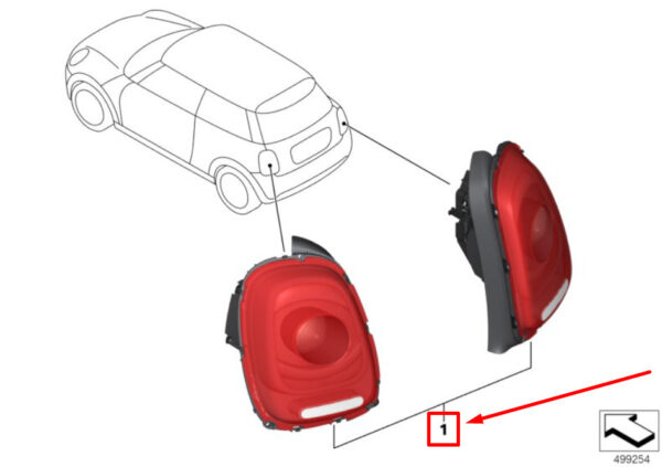 63217297414 - NEW MINI COOPER F56 REAR RIGHT TAIL LIGHT 7297414 63217297414 GENUINE