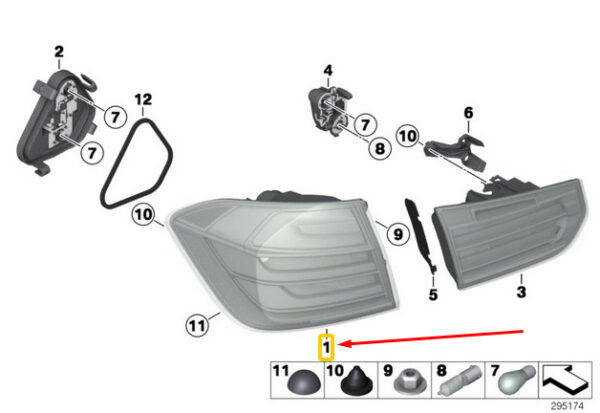 63217312846 - NEW OEM BMW 3 F30 REAR RIGHT SIDE PANEL TAILLIGHT 7312846 63217312846 GENUINE