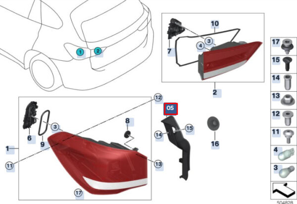 63217350722 - New BMW X1 F48 Rear Right Taillight Trim 63217350722 7350722