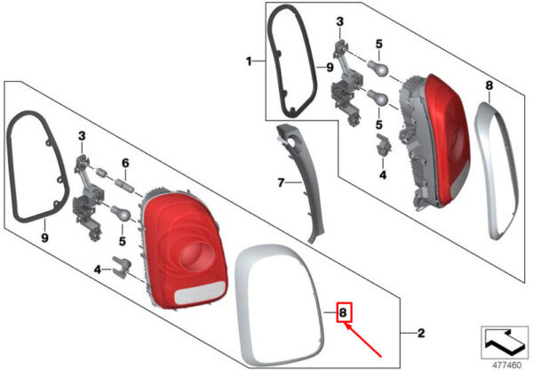 63217385428 - MINI COUNTRYMAN F60 REAR RIGHT TAIL LIGHT TRIM 63217385428 NEW GENUINE