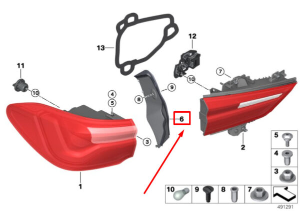 63217420749 - BMW X2 F39 taillight finisher rear left 7420749 63217420749 NEW original