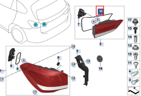 63217438435 - BMW X1 F48 Rear Taillight Seal Set 63217438435 7438435 NEW GENUINE
