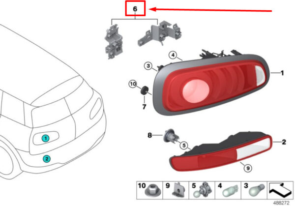 63217447491 - NEW MINI CLUBMAN F54 TREAR LEFT LAMP HOLDER 7447491 63217447491 GENUINE