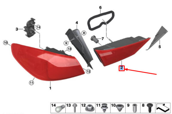 63217450649 - BMW F40 Tailgate Tail Light Rear Left 63217450649 NEW GENUINE