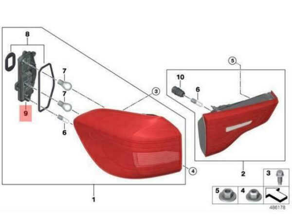 63217467919 - OEM BMW G01 SUV BULB HOLDER REAR LIGHT SIDE PANEL LEFT 63217467919 GENUINE NEW