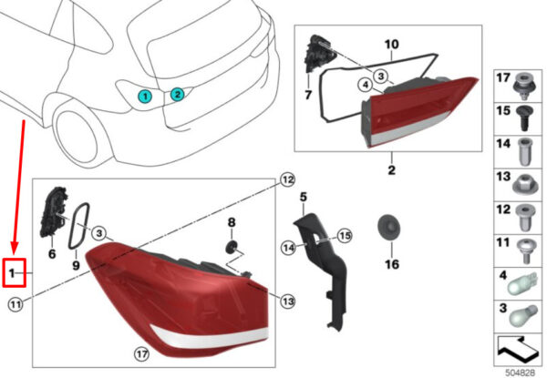 63217477716 - BMW X1 F48 taillight rear right 63217477716 7477716 NEW ORIGINAL