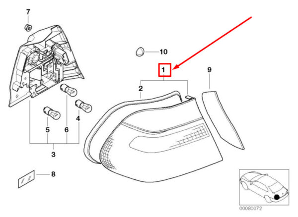 63218375802 - BMW 3 convertible E46 rear right taillight 63218375802 8375802 new original