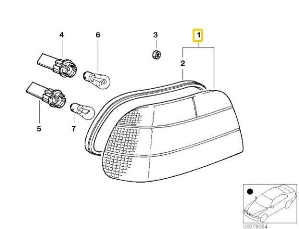 63218387638 - New Genuine BMW 7' E38 Right Rear Light White Turn Corner Light 8387638 OEM