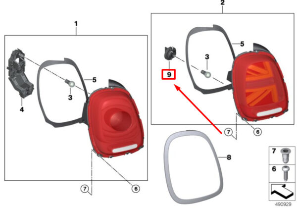 63218737705 - NEW MINI COOPER F56 REAR LAMP HOLDER 8737705 63218737705 GENUINE