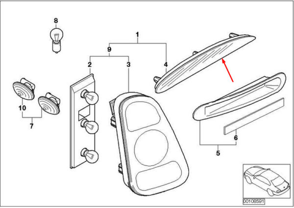 63256935790 - MINI COOPER R53 rear third brake light stop 63256935790 NEW REAL 2006