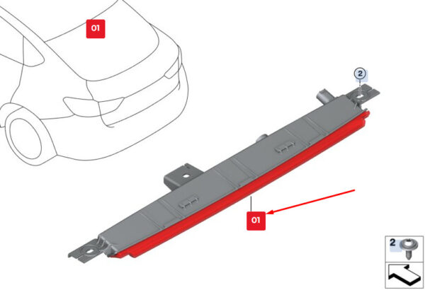 63257487689 - BMW X2 F39 Rear Third Brake Centre Stop Light 63257487689 7487689 NEW GENUINE