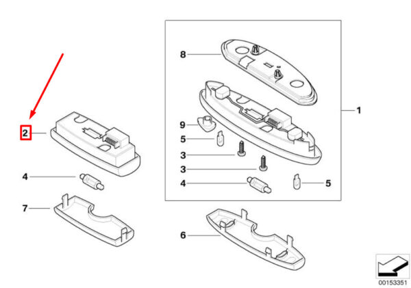 63316963228 - NEW OEM MINI COOPER R50, R53 CENTER INTERIOR LIGHT 6963228 63316963228 GENUINE