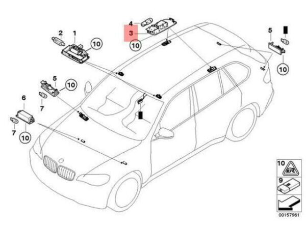 63316973625 - NEW REAR INTERIOR LIGHT BMW X5 E70 X5 3.0D 3.0SD 3.0SI 30DX 63316973625 GENUINE