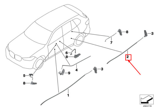 63316996393 - BMW X5 G05 door bag rear left, fiberglass conductor 63316996393, new, original