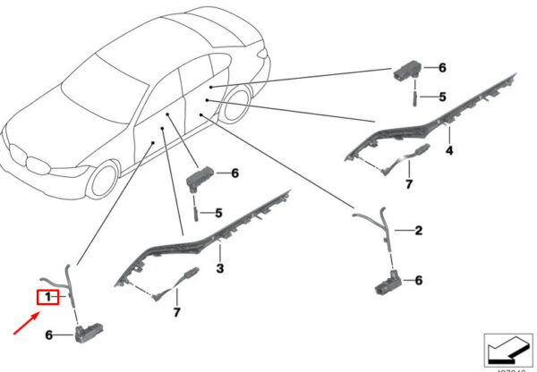 63316998140 - BMW 3 G20 door bag front right, light conductor 63316998340, original part