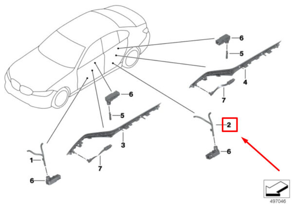 63316998142 - NEW BMW 3 G20 REAR RIGHT DOORPOCK FIBER OPTIC 63316998142 6998142 ORIGINAL
