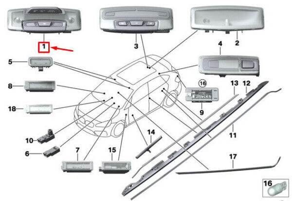 63319219497 - OEM BMW 3 F30 INTERIOR FRONT READING LIGHT 63319219497 GENUINE