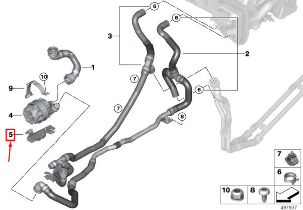 64116817648 - BMW X7 G07 auxiliary water pump holder 64116817648 NEW ORIGINAL